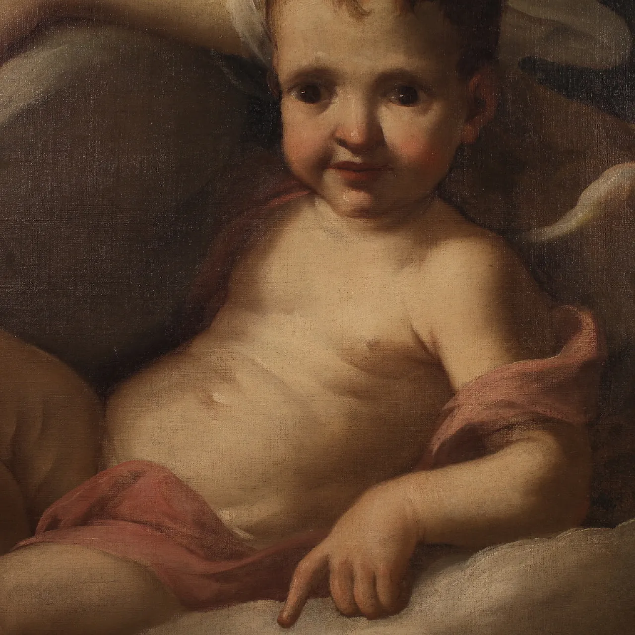 Italian oil painting with Angels in the clouds, 18th century 11