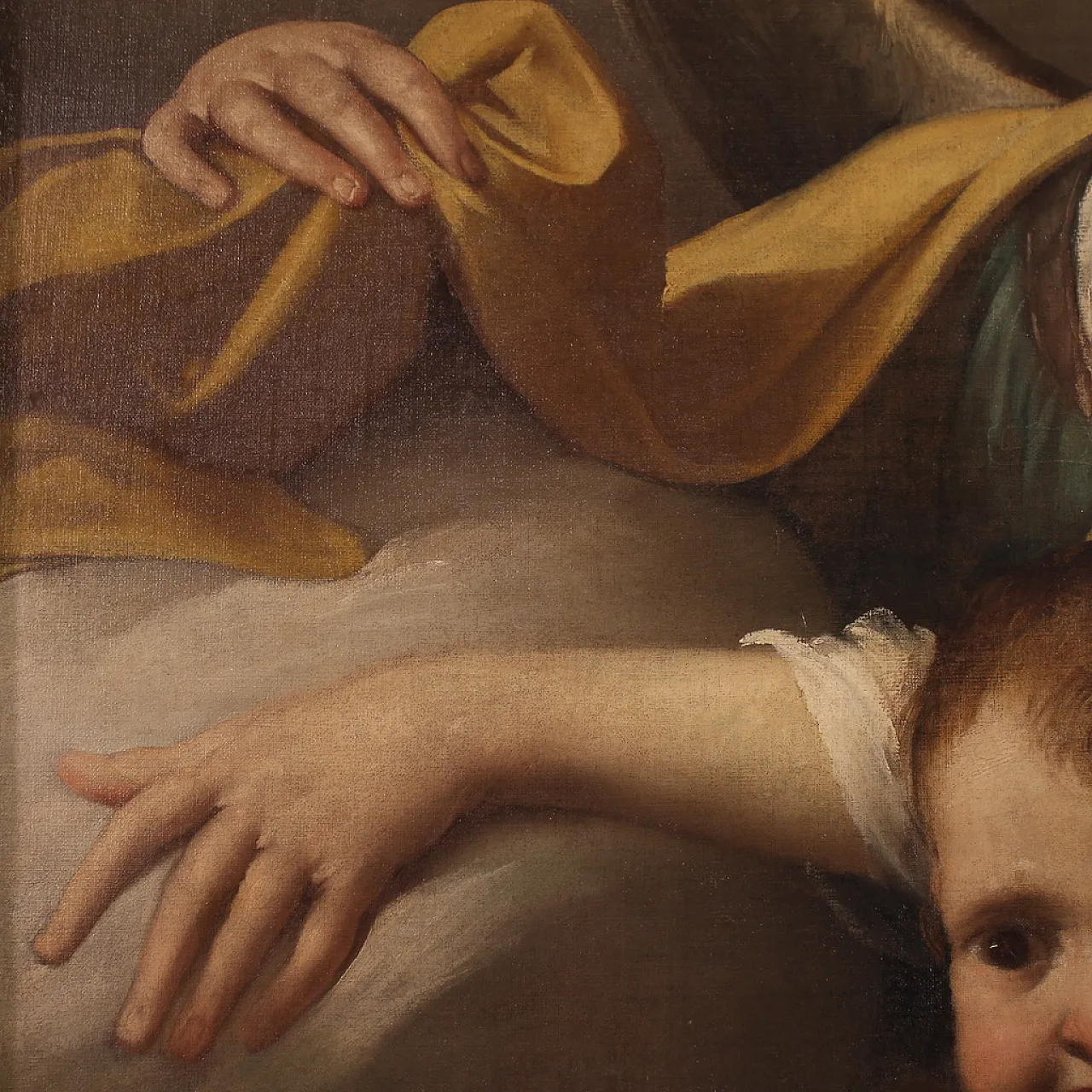 Italian oil painting with Angels in the clouds, 18th century 12