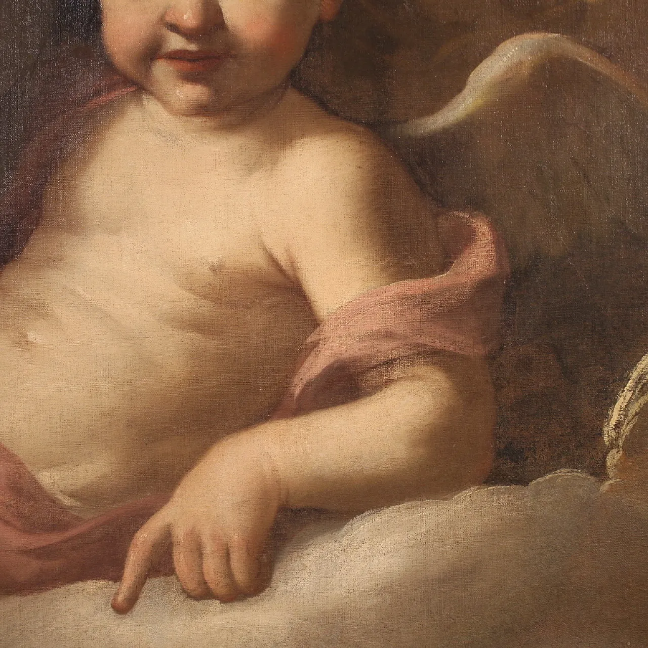 Italian oil painting with Angels in the clouds, 18th century 15