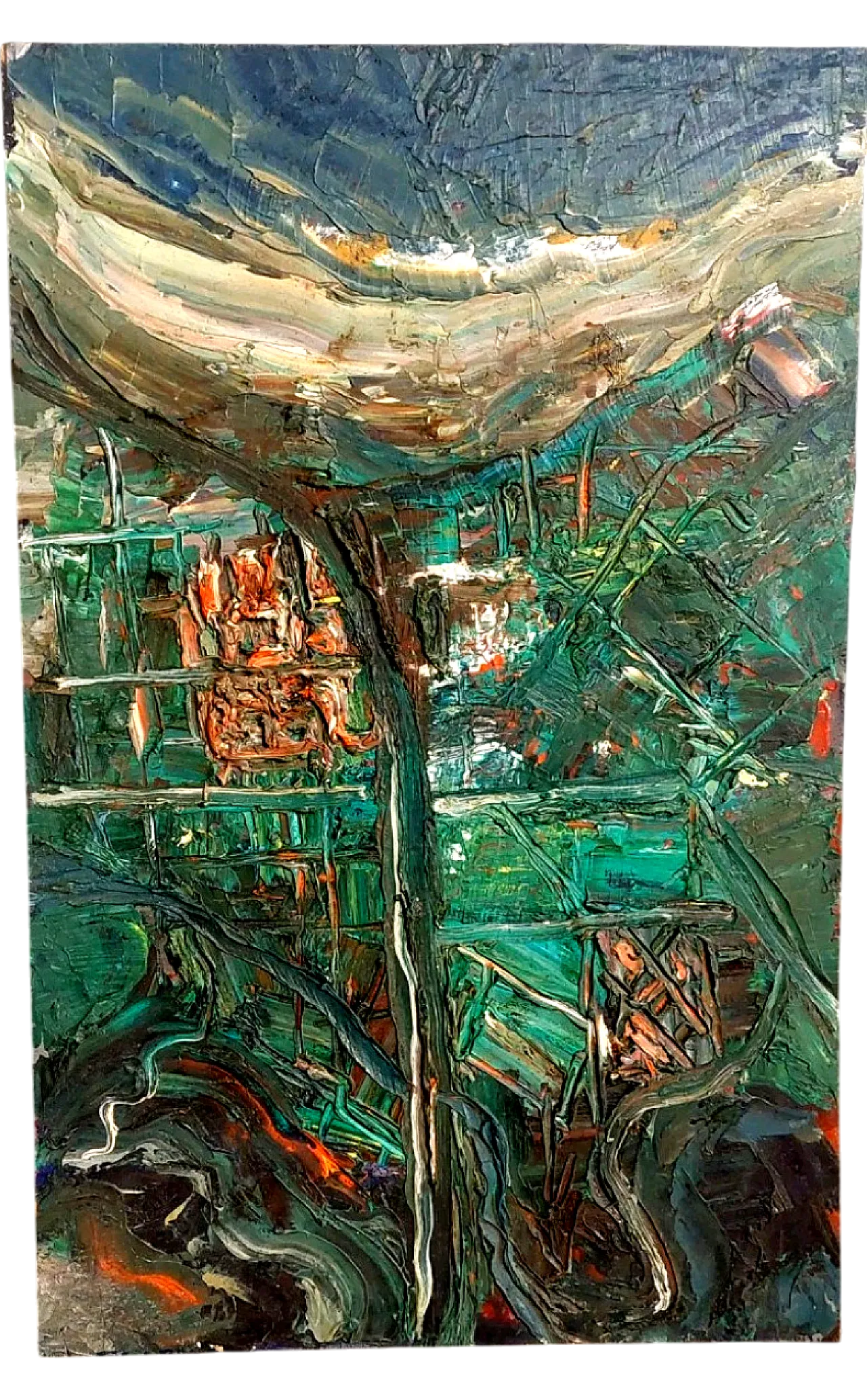 Abstract oil on panel painting by Raffaello Giannelli, 20th century 13