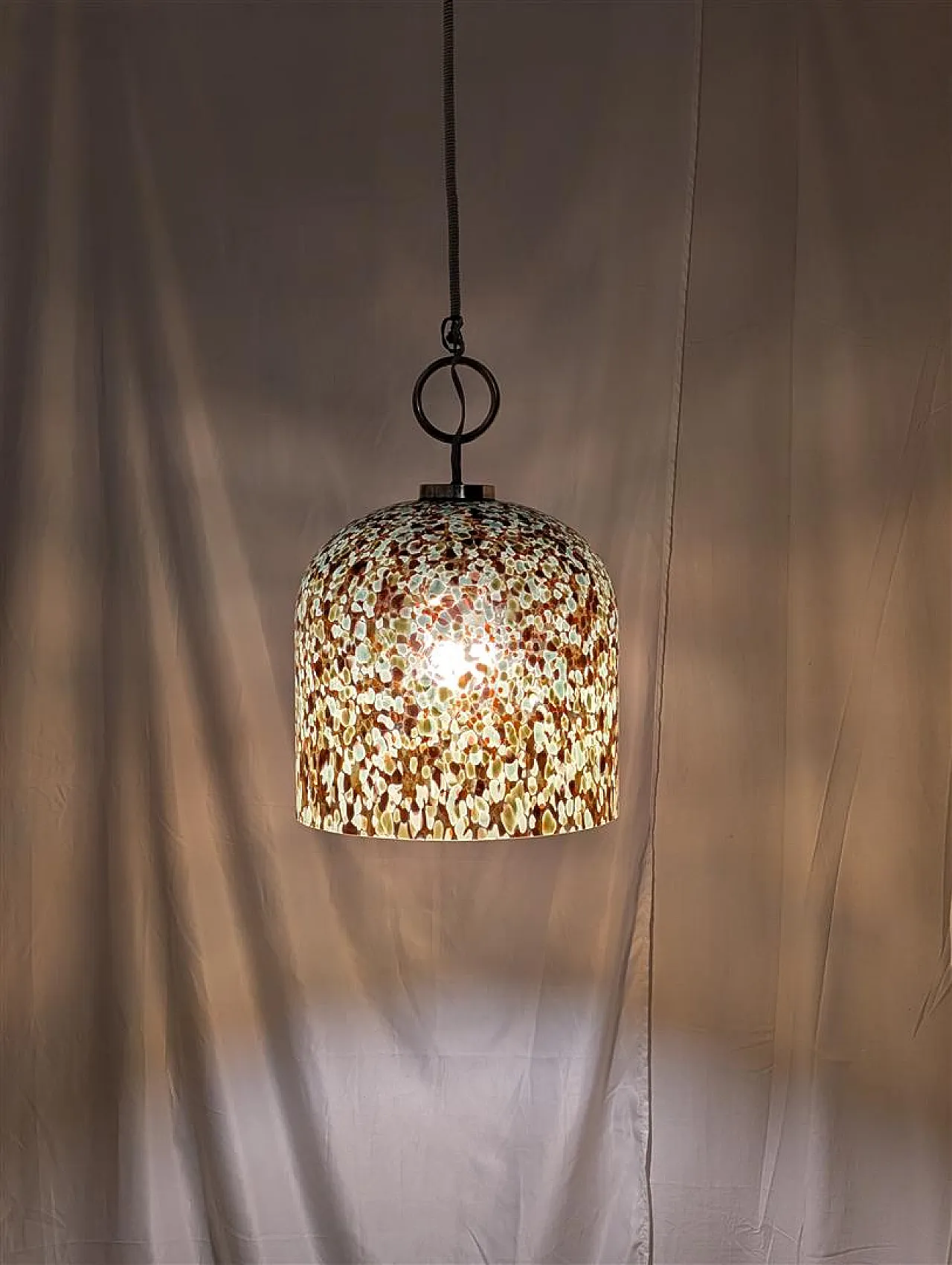 Lampadario a murrine stile Aulenti in vetro di Murano, anni '70 7