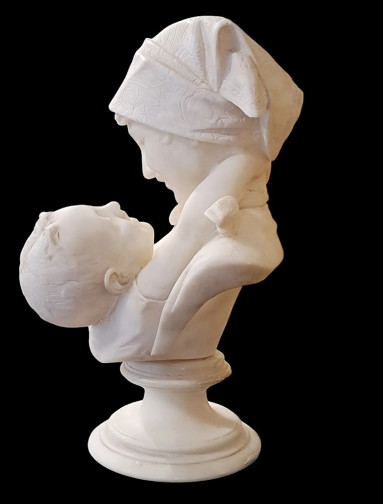 Amore materno, scultura in alabastro, Emilio Fiaschi (1858 - 1941) 2