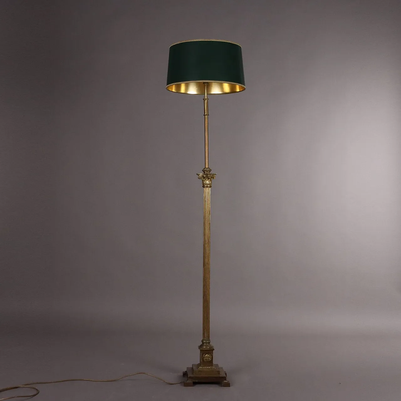 Neoclassical bronze floor lamp, 20th century 1