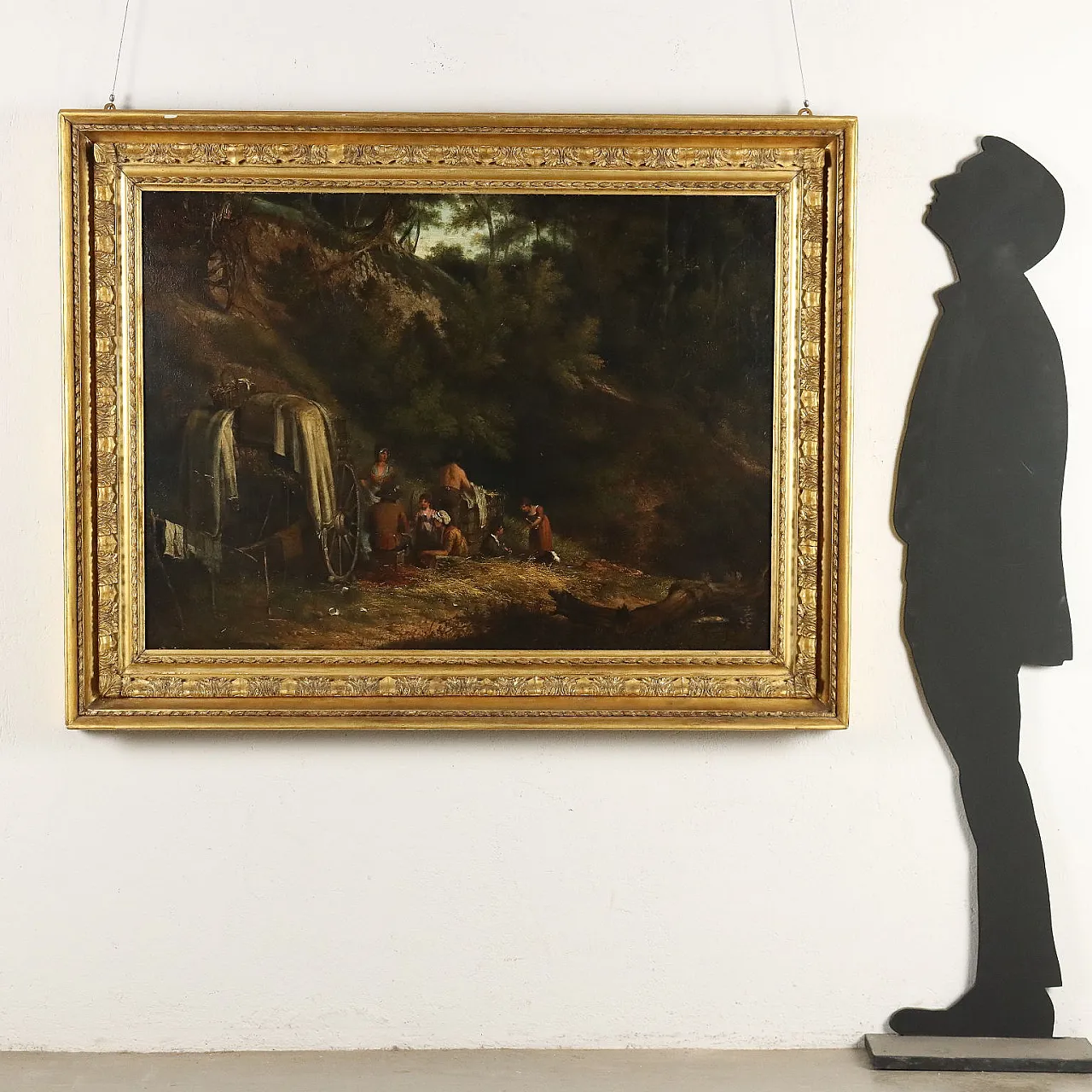 Scene of resting in the woods, oil on canvas, 19th century 2