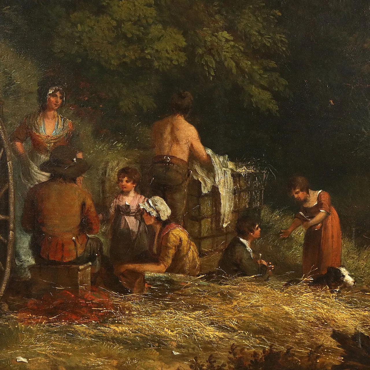 Scene of resting in the woods, oil on canvas, 19th century 3