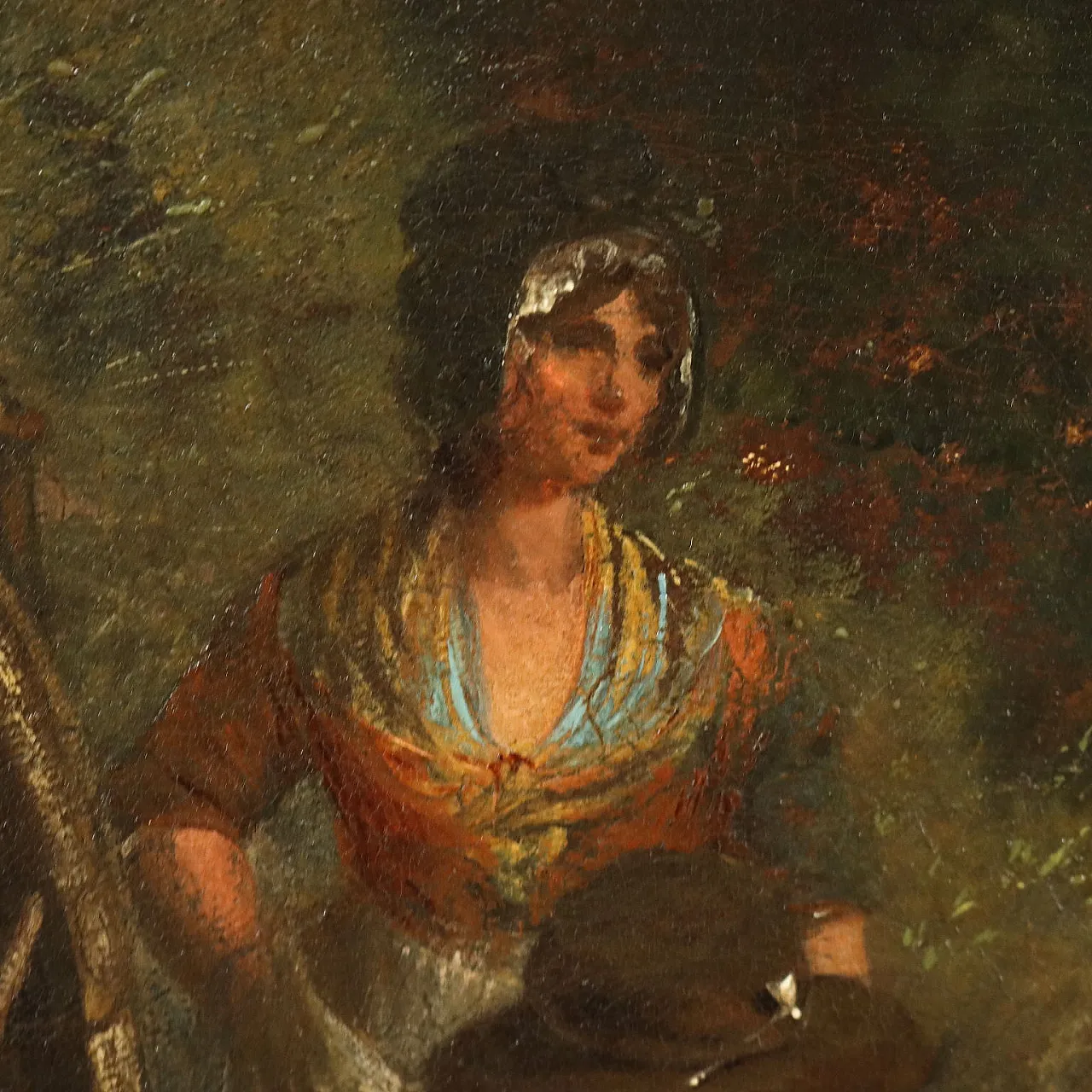 Scene of resting in the woods, oil on canvas, 19th century 4