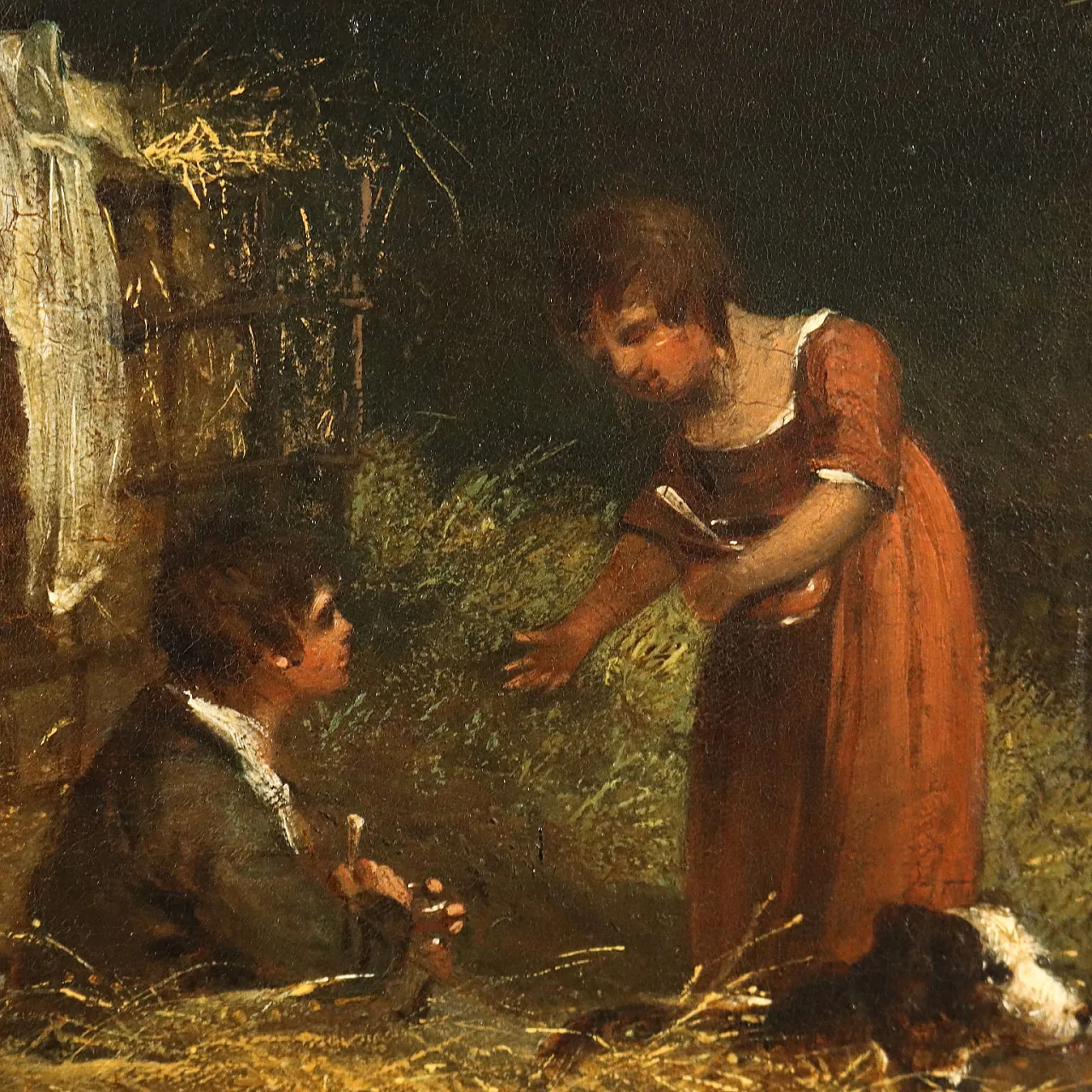 Scene of resting in the woods, oil on canvas, 19th century 5