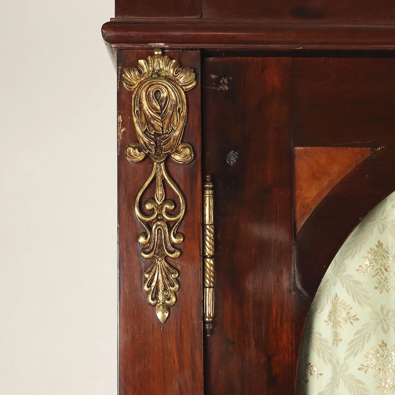 Wood bookcase with glass doors and gilded metal details 4
