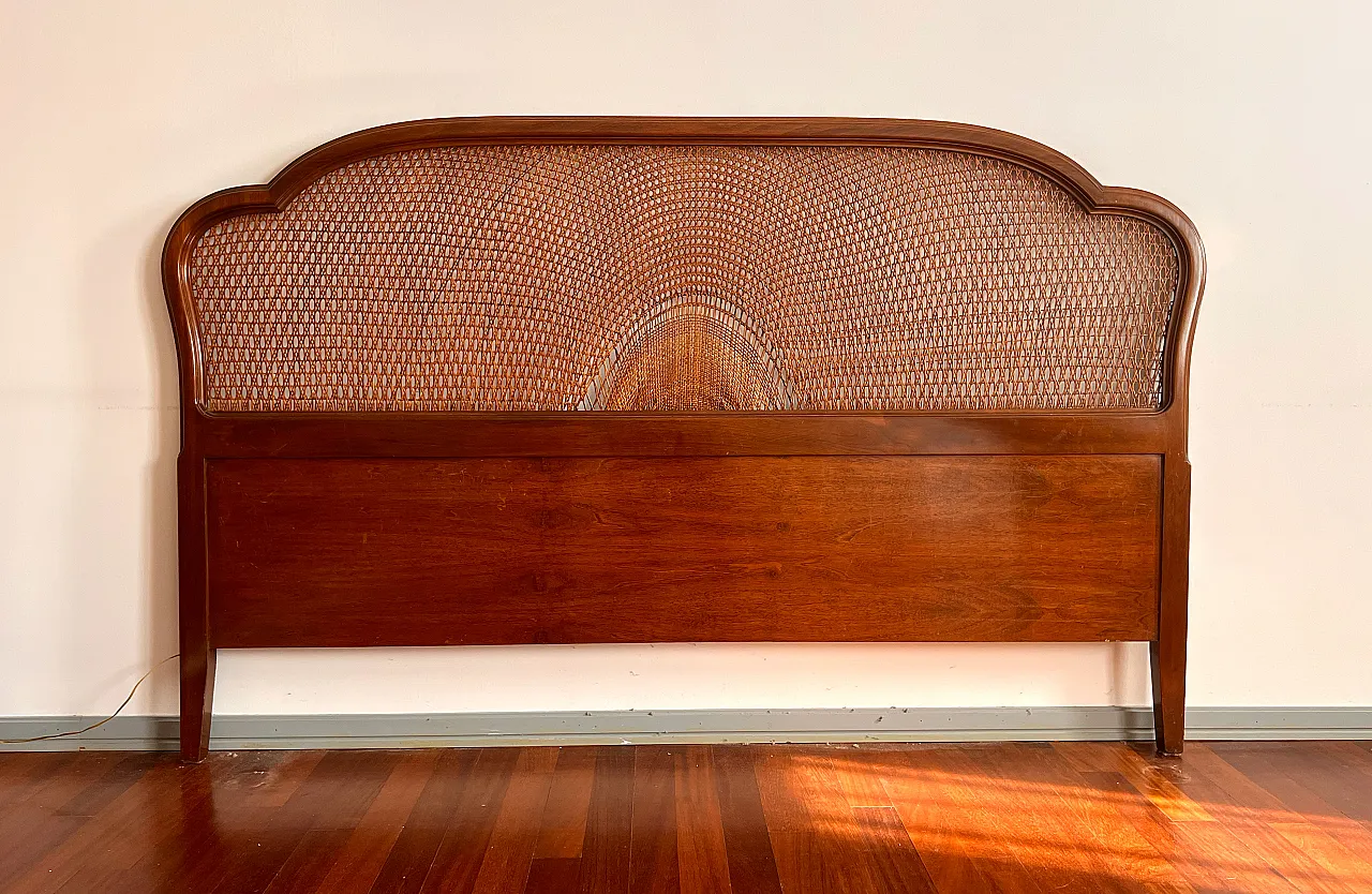 Testiera letto matrimoniale in legno e paglia di Vienna, '900 1