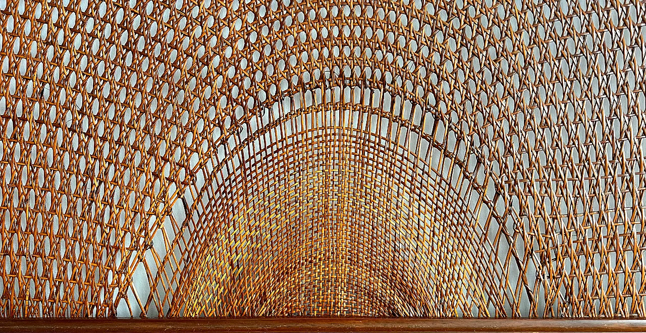 Testiera letto matrimoniale in legno e paglia di Vienna, '900 3