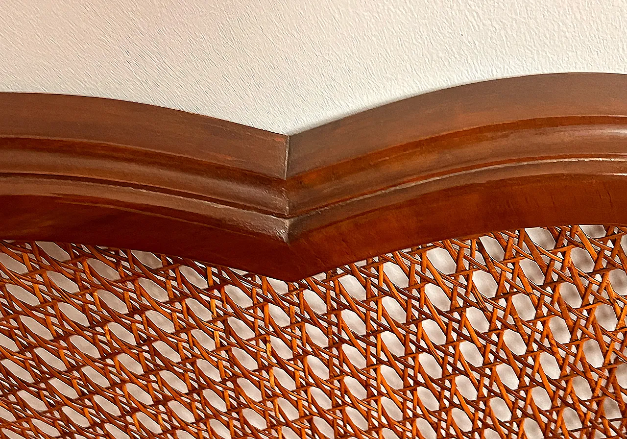 Testiera letto matrimoniale in legno e paglia di Vienna, '900 8