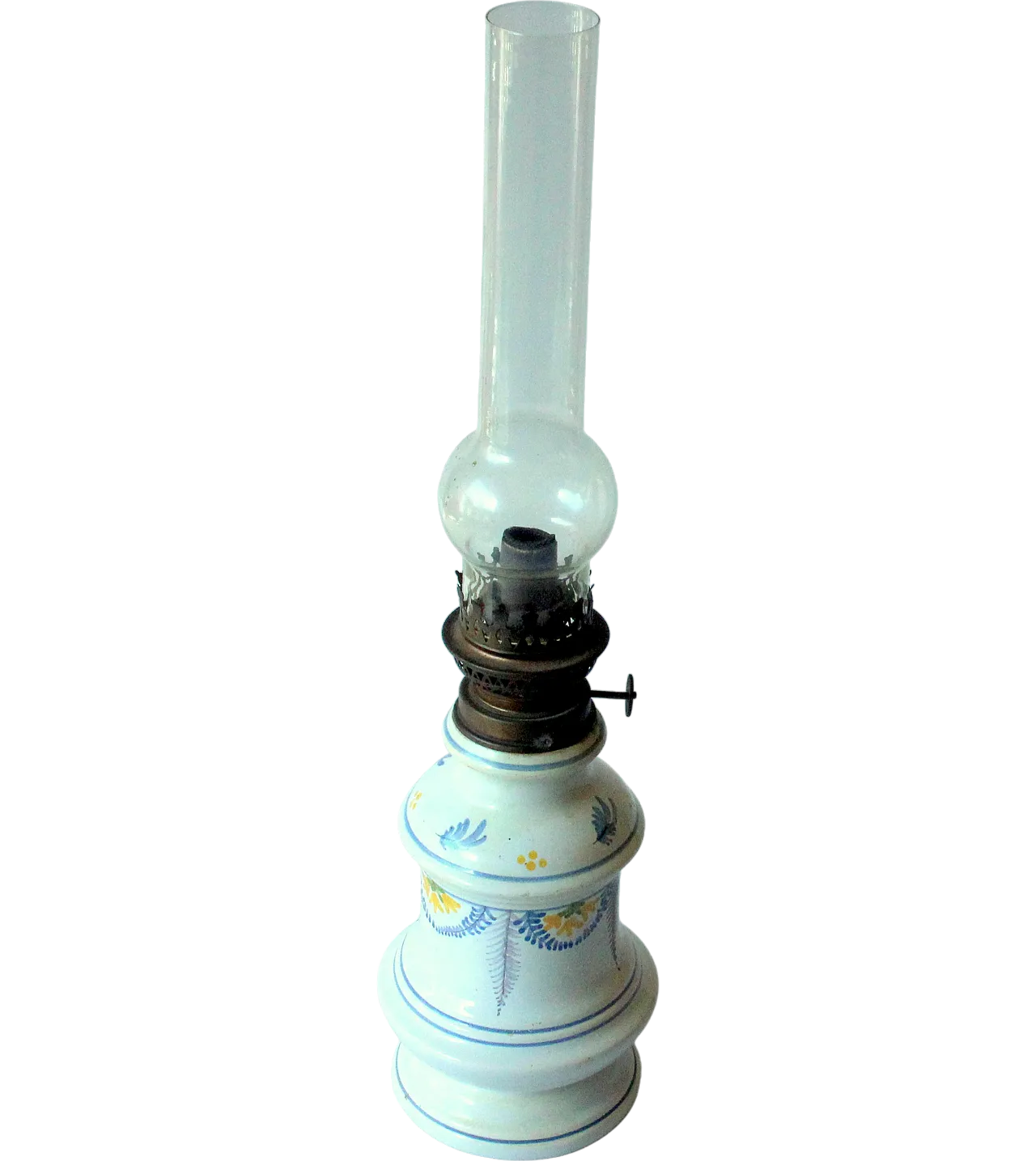 Lampada d'olio antica degli anni '10 in ceramica, vetro e metallo 8