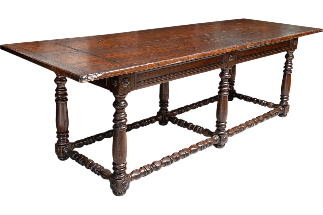 Refectory table in solid walnut, Tuscany, late 17th century 5