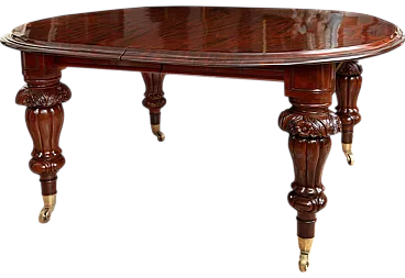 Extendable table Victorian English in solid mahogany, 19th century