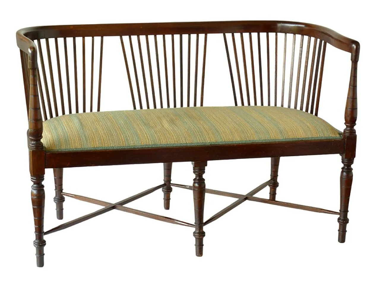 Panca Secessionista Art Noveau in legno, inizio XX secolo 1