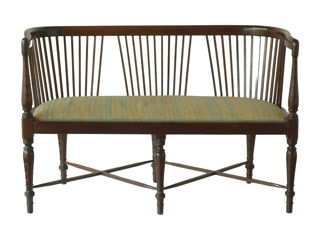 Panca Secessionista Art Noveau in legno, inizio XX secolo 2