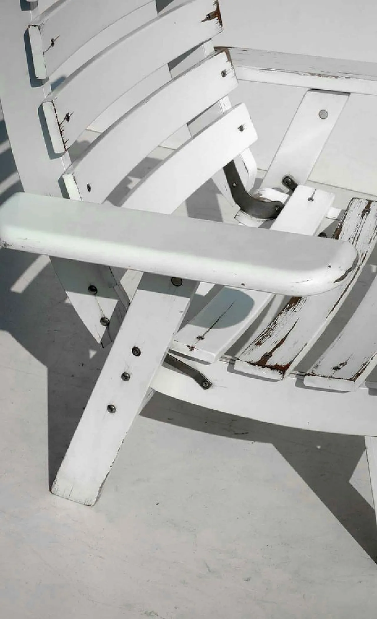 Poltrona da giardino pieghevole in legno bianco, anni '60 5