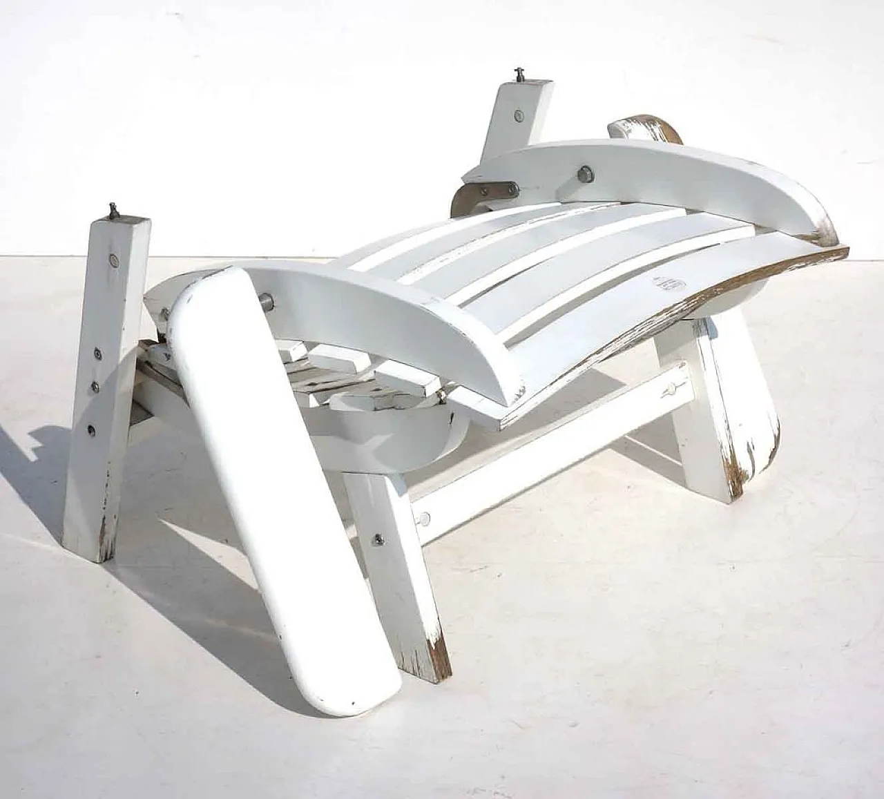 Poltrona da giardino pieghevole in legno bianco, anni '60 9