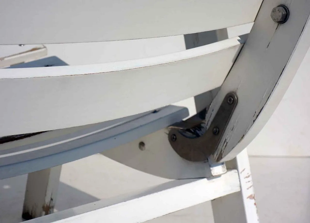 Poltrona da giardino pieghevole in legno bianco, anni '60 11