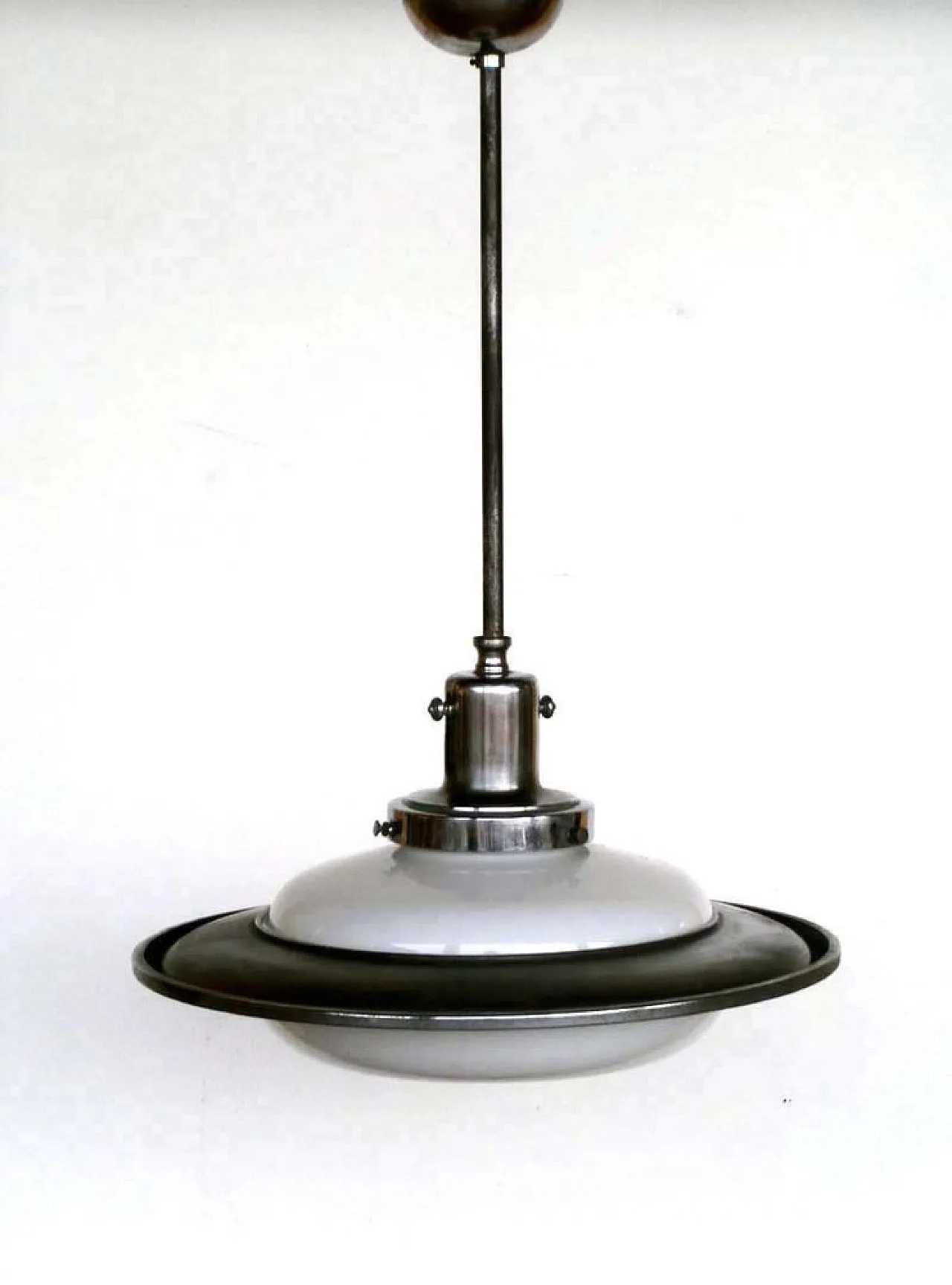 Rationalist lamp in metal and glass, 1920s 1