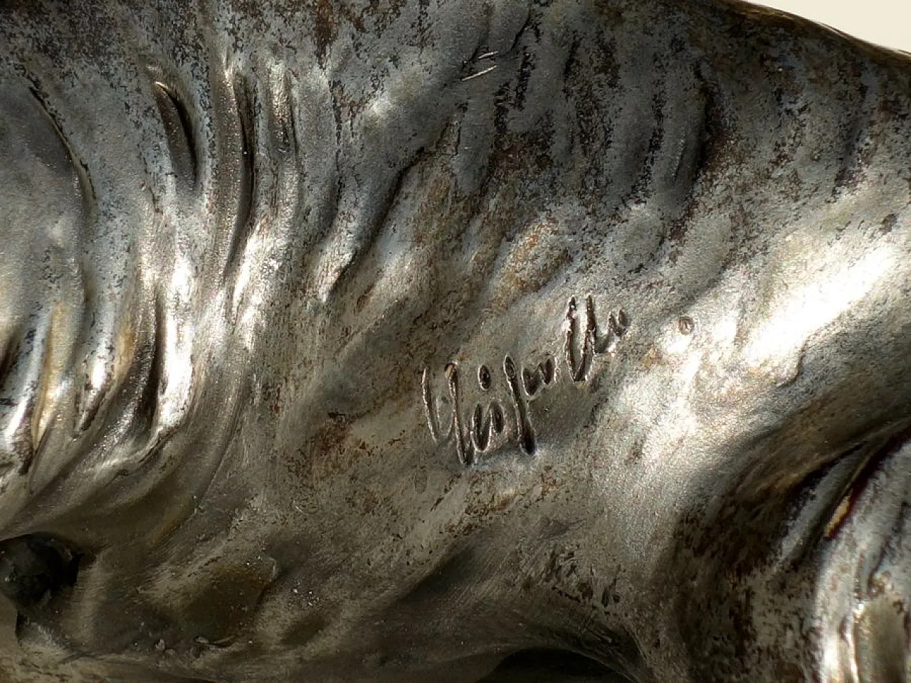 Setter Art Déco in terracotta argentata, anni '30 5