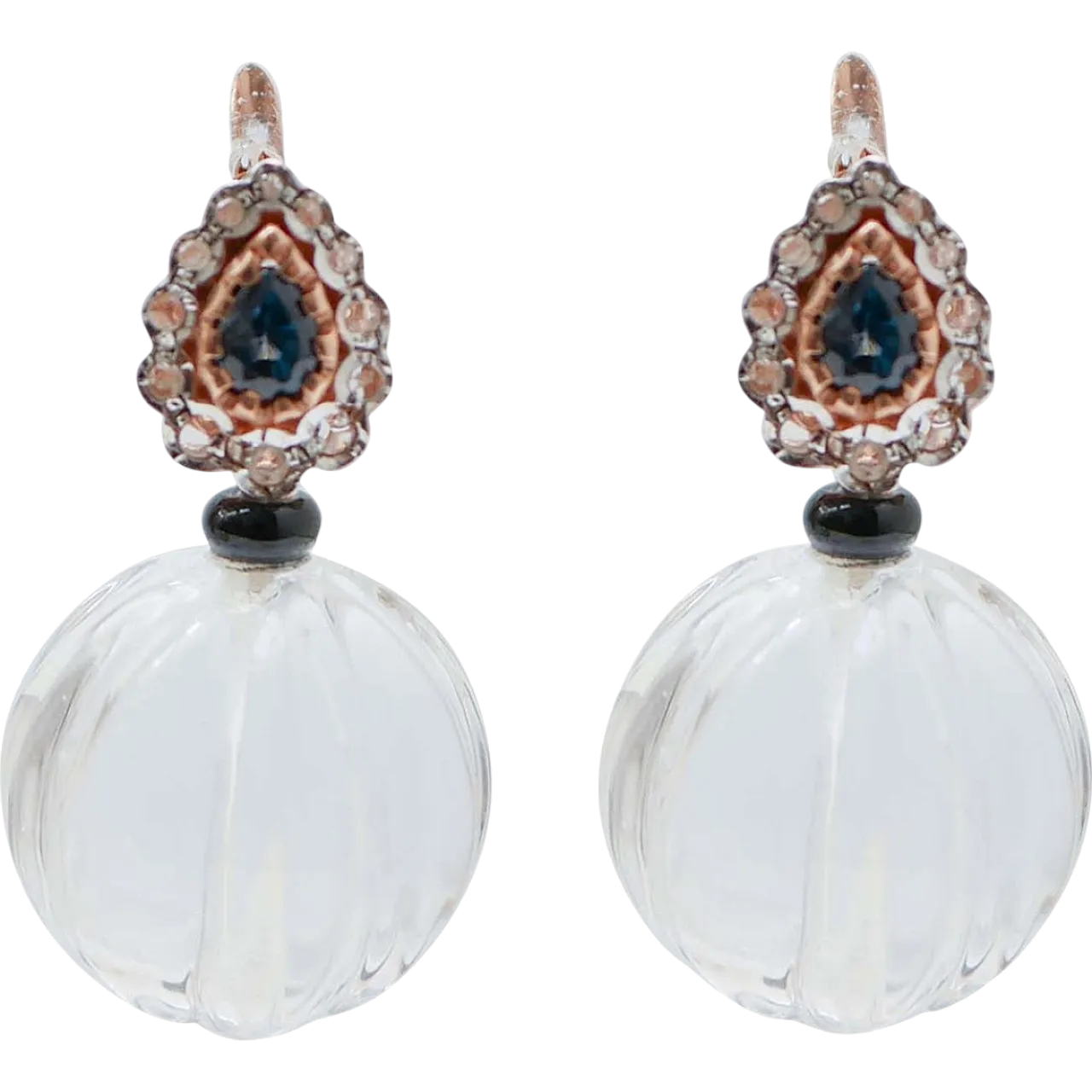 Crystal, onyx, diamond, sapphire, gold and silver earrings, 1960s 6