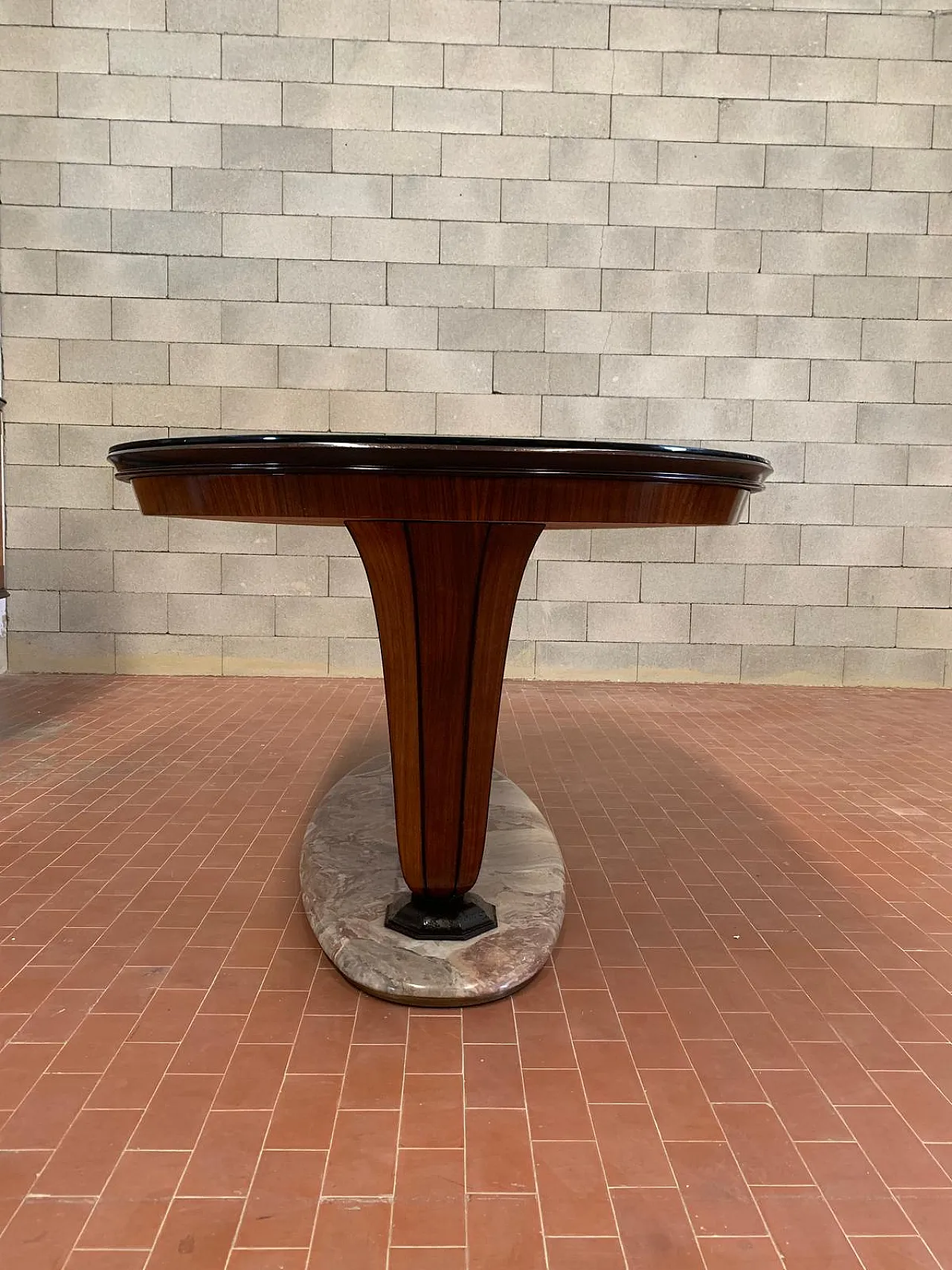 Oval Table with Marble Base and Opaline Glass Top by Dassi Mobili, 60s 4