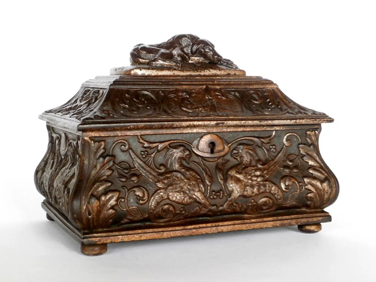Greyhound Box in Griffins Metal from Ilsenburg, 19th century 1