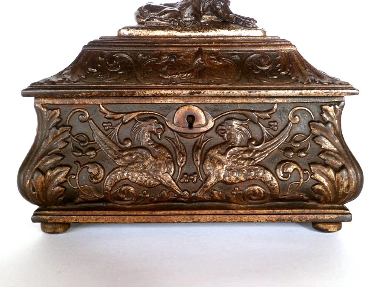 Greyhound Box in Griffins Metal from Ilsenburg, 19th century 2