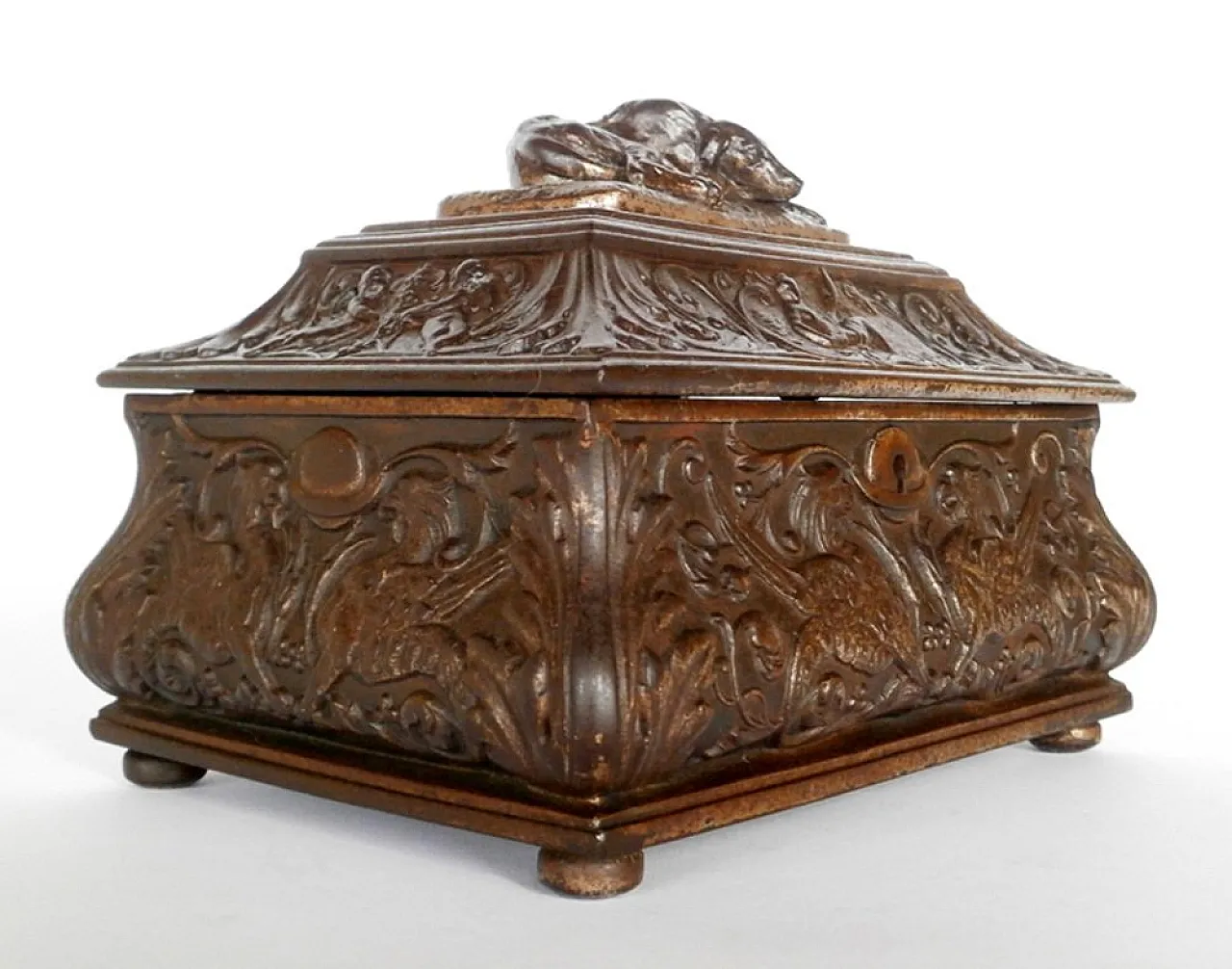 Greyhound Box in Griffins Metal from Ilsenburg, 19th century 3