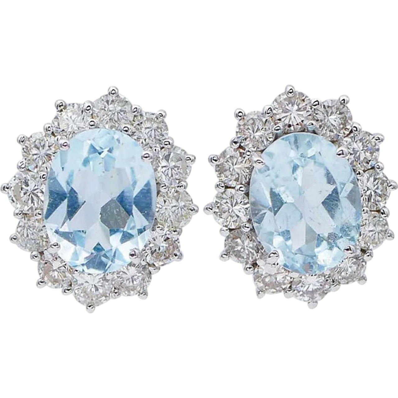 Aquamarine, diamonds, 18K white gold earrings, 2000s 6