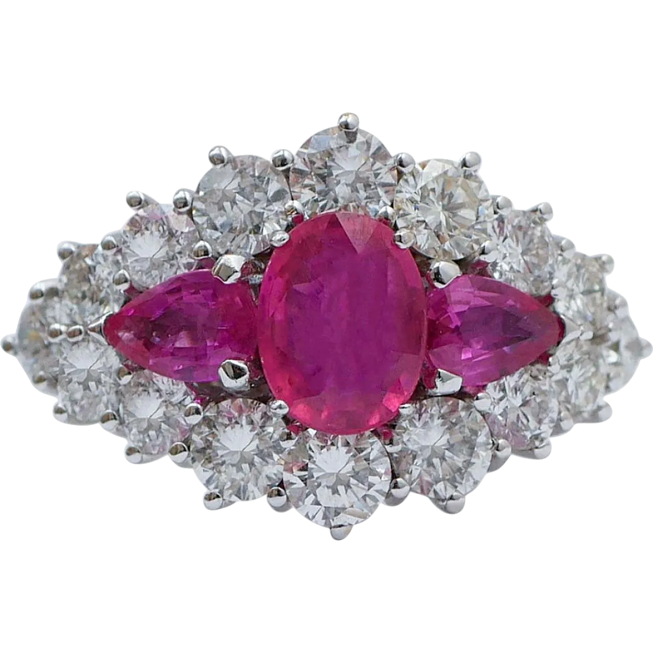 14K white gold ring with rubies and diamonds, 1960s 6