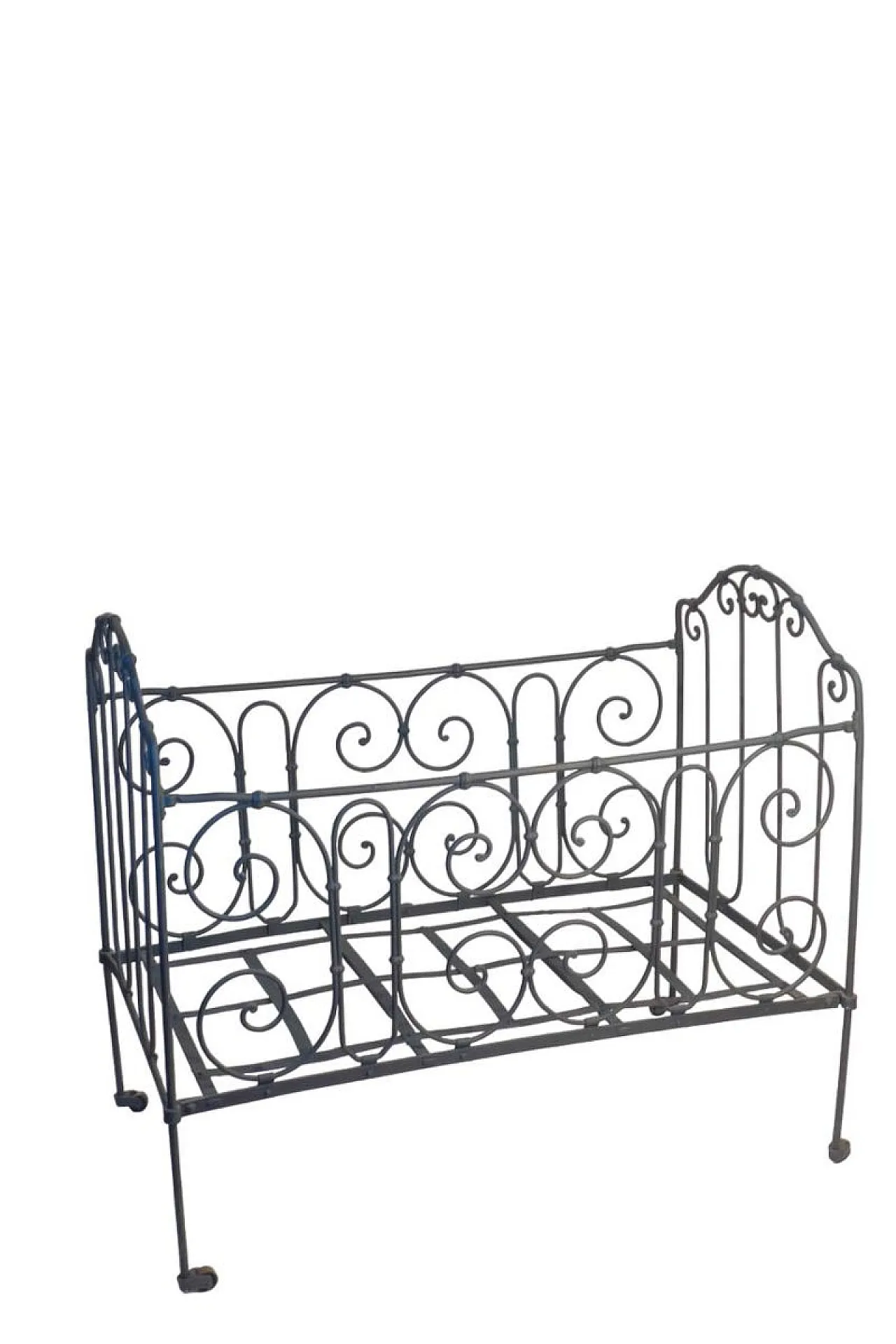 Gray wrought iron children's bed, 1890s 1