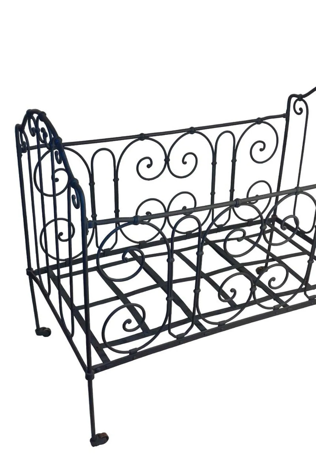 Gray wrought iron children's bed, 1890s 2