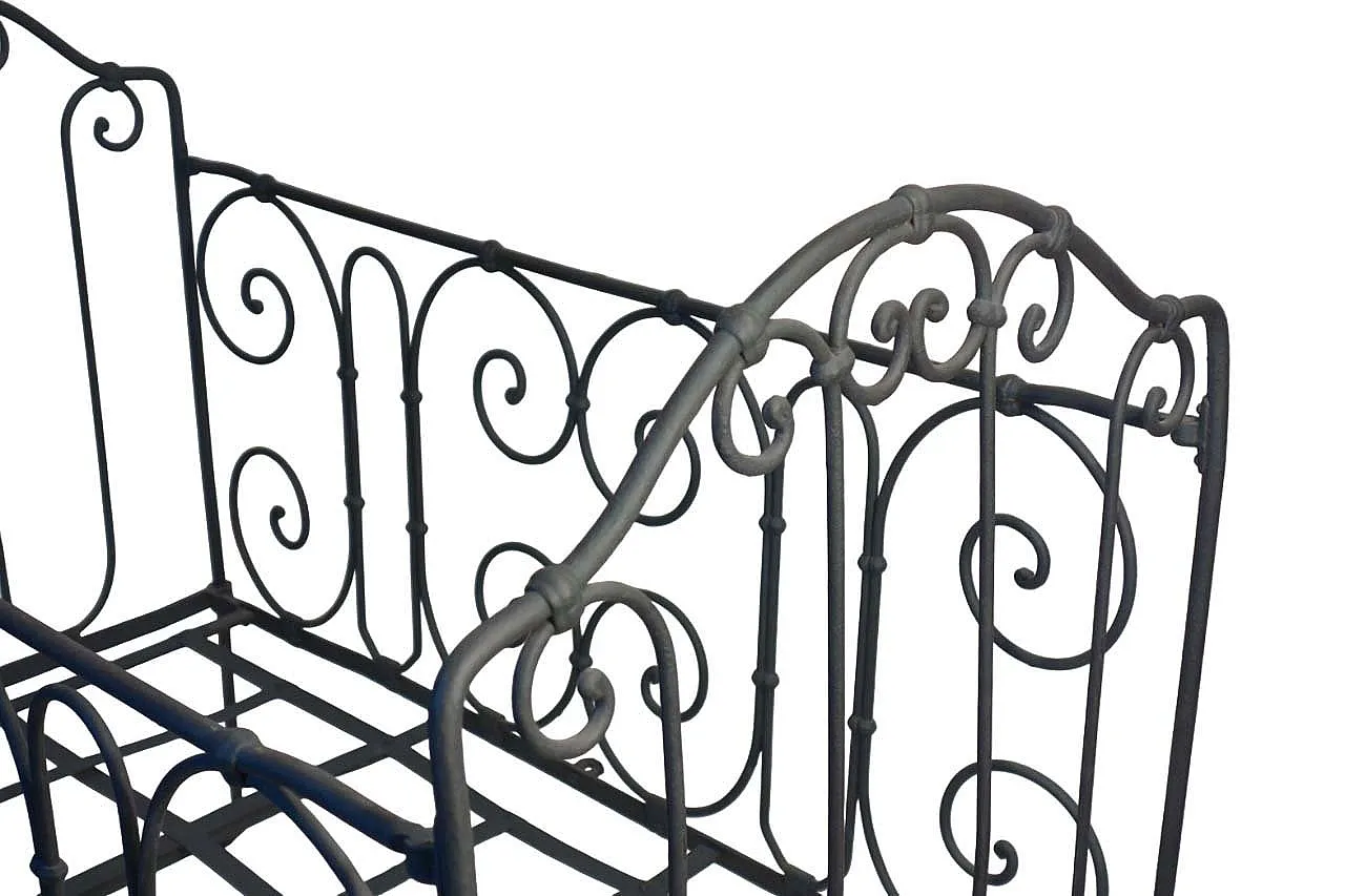 Gray wrought iron children's bed, 1890s 3