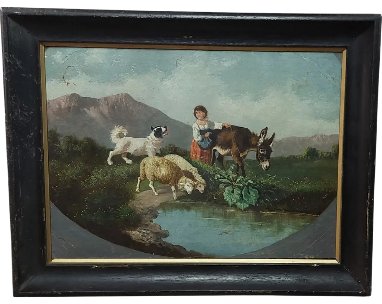 Female figure with animals, oil on canvas, late 19th century 11