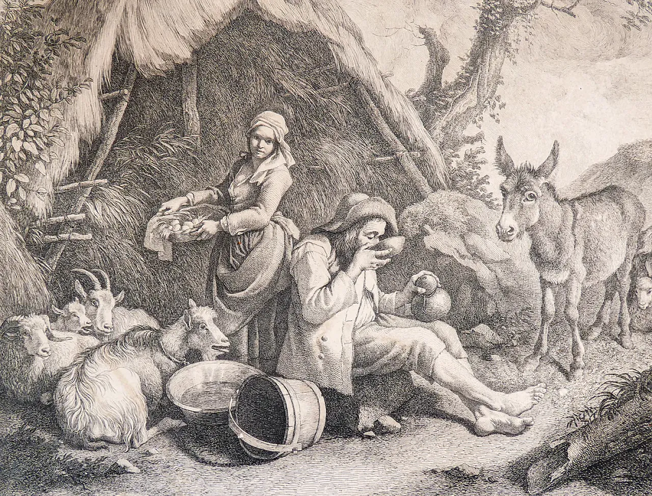 Scena Bucolica di Francesco Londonio, incisione ad acquaforte, '800 3