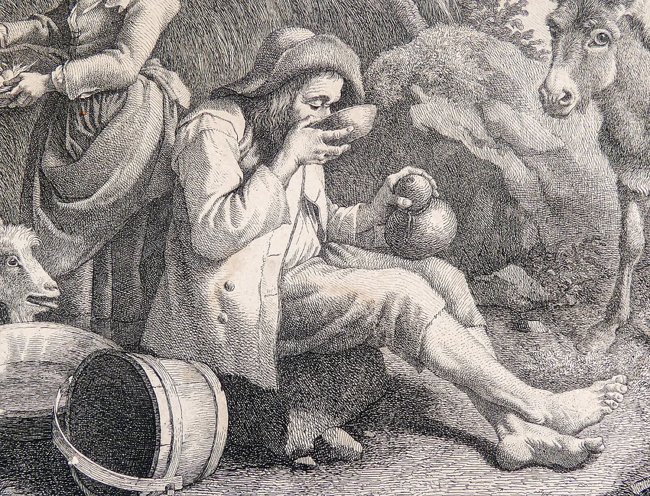 Scena Bucolica di Francesco Londonio, incisione ad acquaforte, '800 4