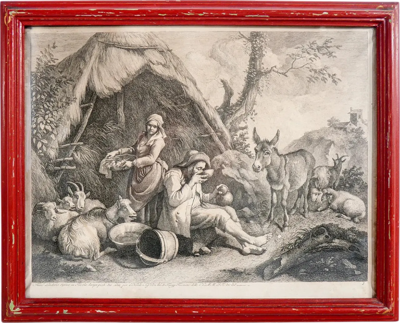 Scena Bucolica di Francesco Londonio, incisione ad acquaforte, '800 10
