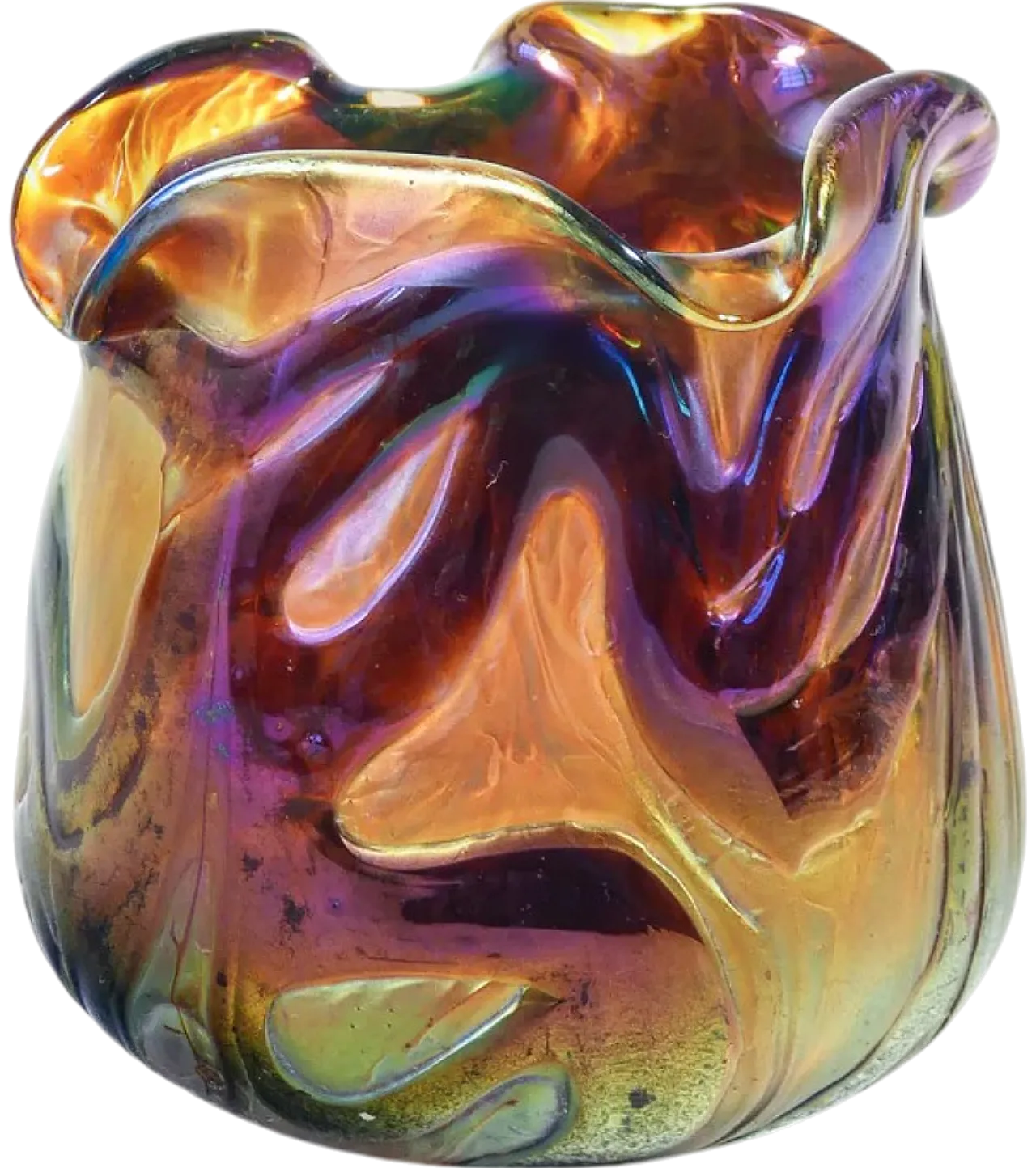 Vaso in vetro soffiato iridescente, anni '10 7