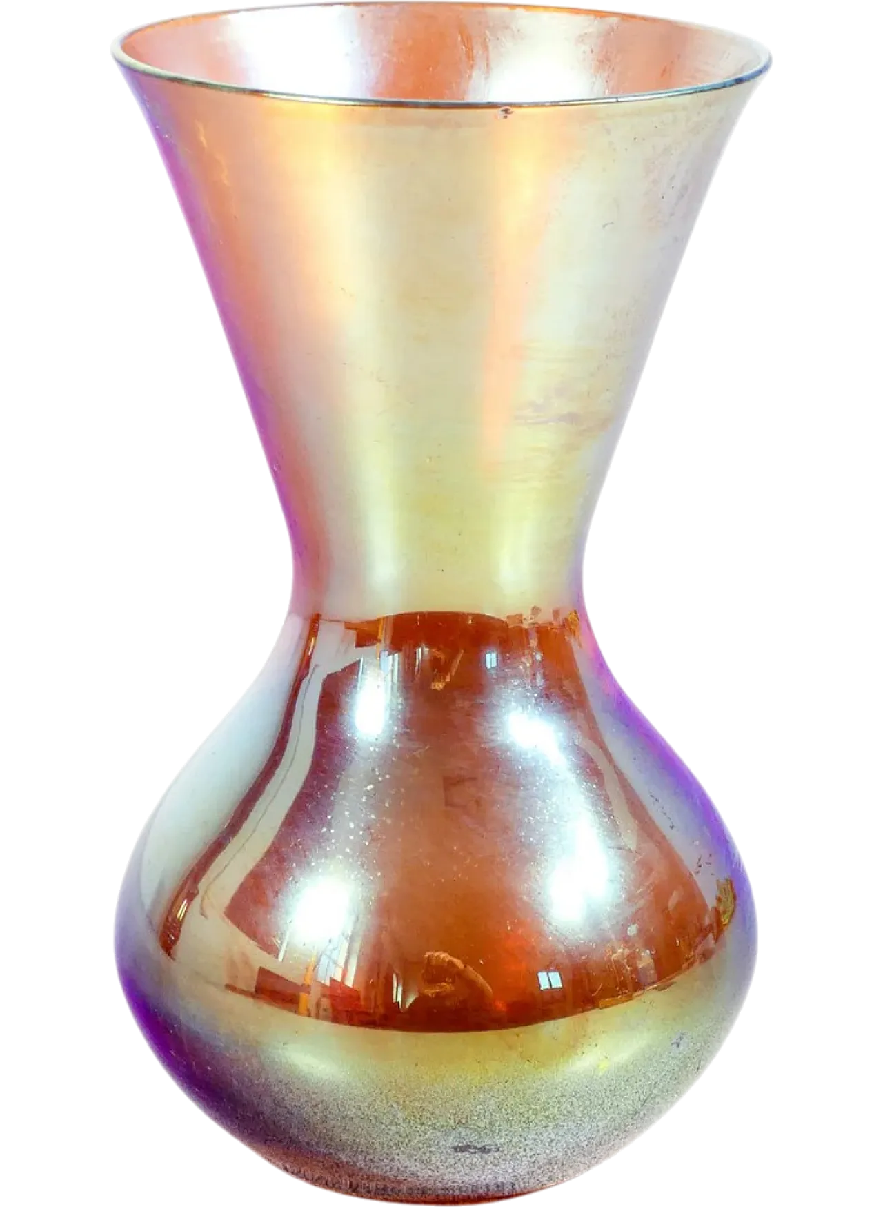 Vaso Myra in vetro soffiato iridescente, primo '900 7