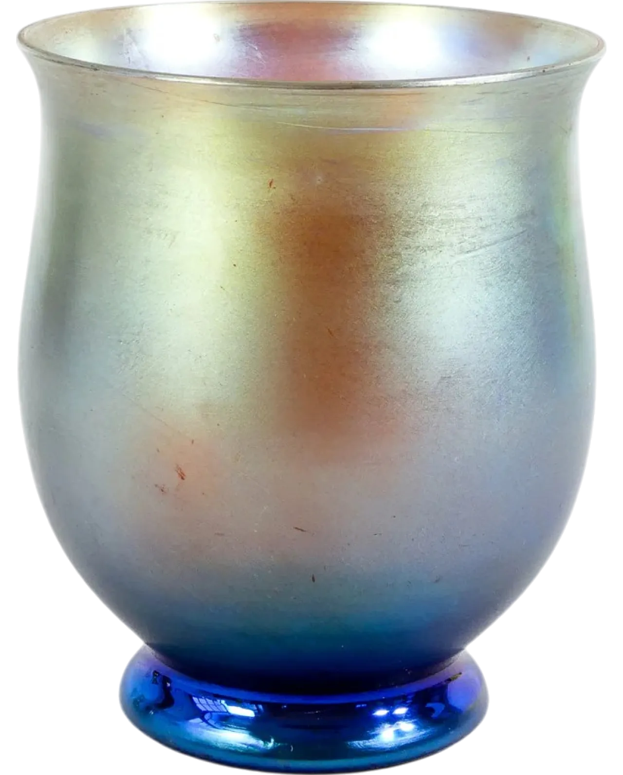 Vaso Myra in vetro soffiato iridescente, primo '900 7