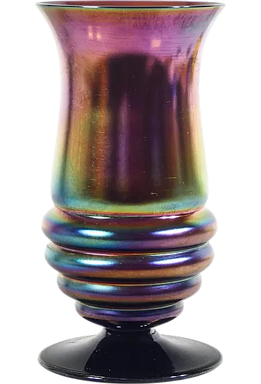 Vaso Myra in vetro soffiato iridescente, primo '900