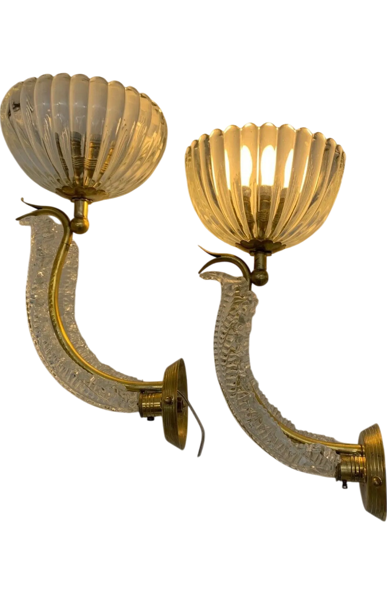 Coppia di appliques in vetro soffiato di Murano, fine '900 7