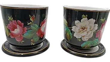 Pair of Ginori porcelain cashpot vases, late 19th century