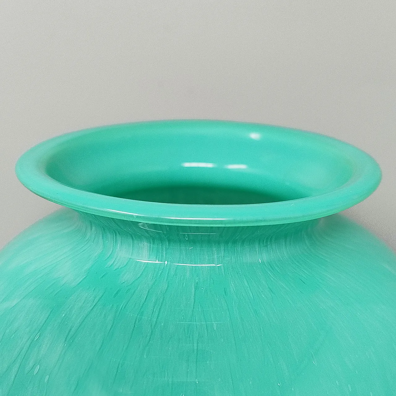 Handcrafted Green Vase by V.A.M. In Murano Glass, 1970s 4