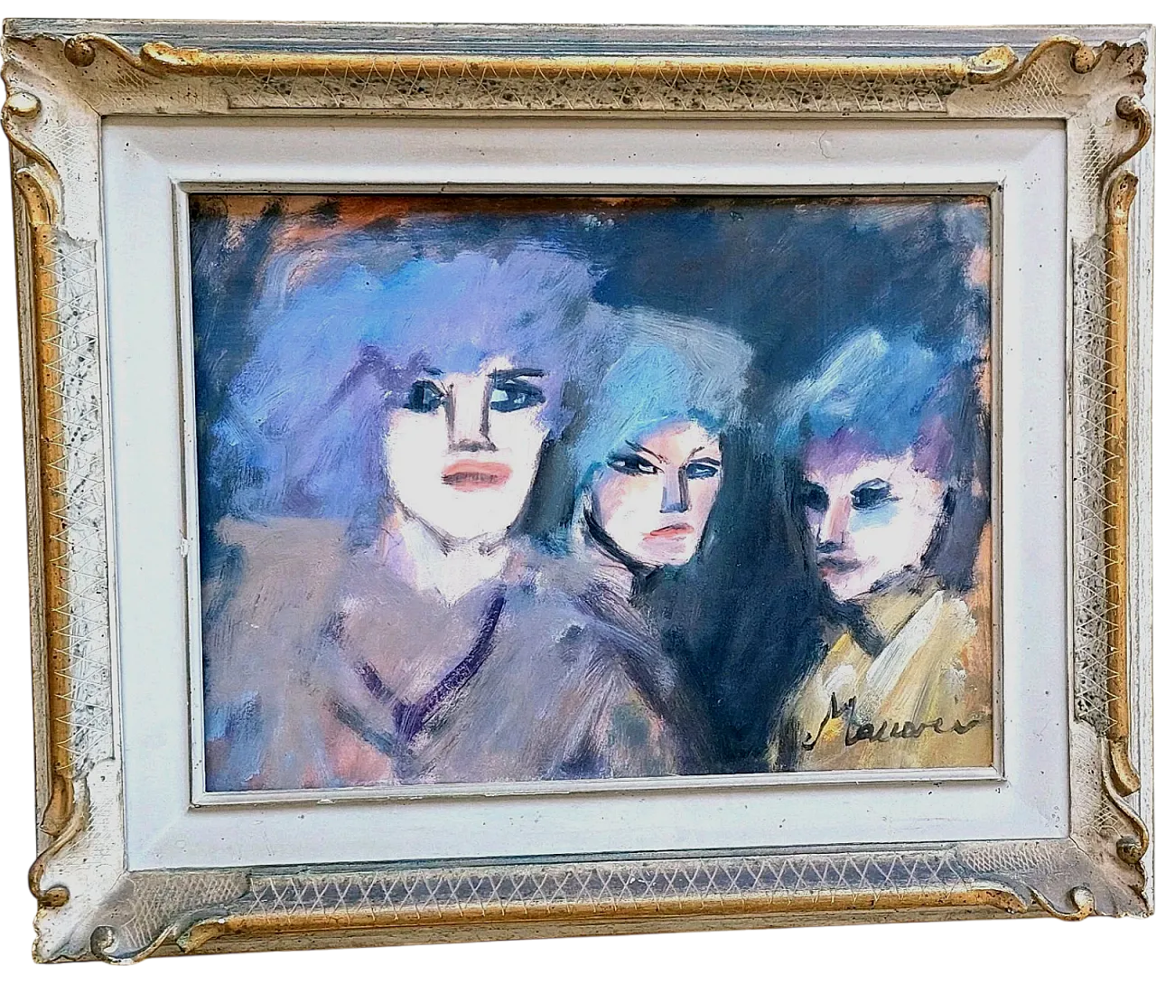 Painting by Mino Maccari, oil on pressed cardboard, 20th century 3