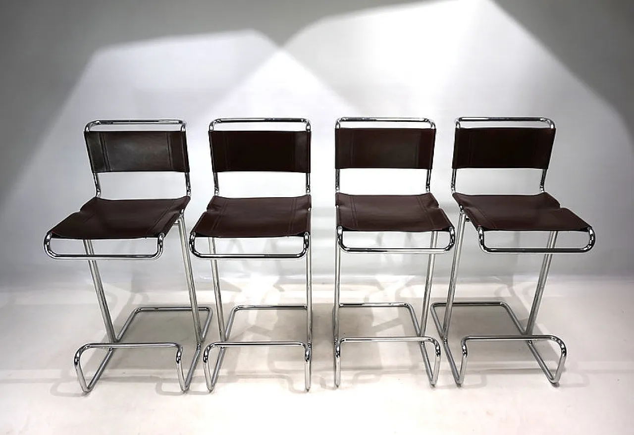 4 Tubular steel bar stools of Linea Veam, 1960s 9