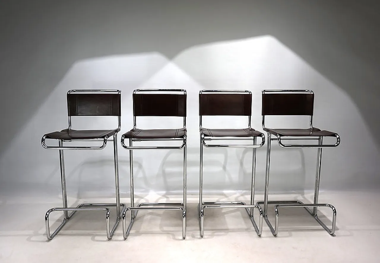 4 Tubular steel bar stools of Linea Veam, 1960s 13