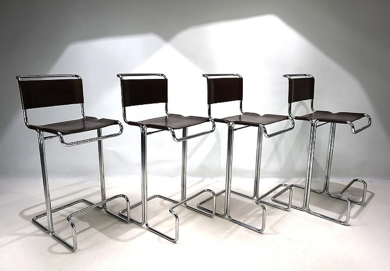 4 Tubular steel bar stools of Linea Veam, 1960s 14